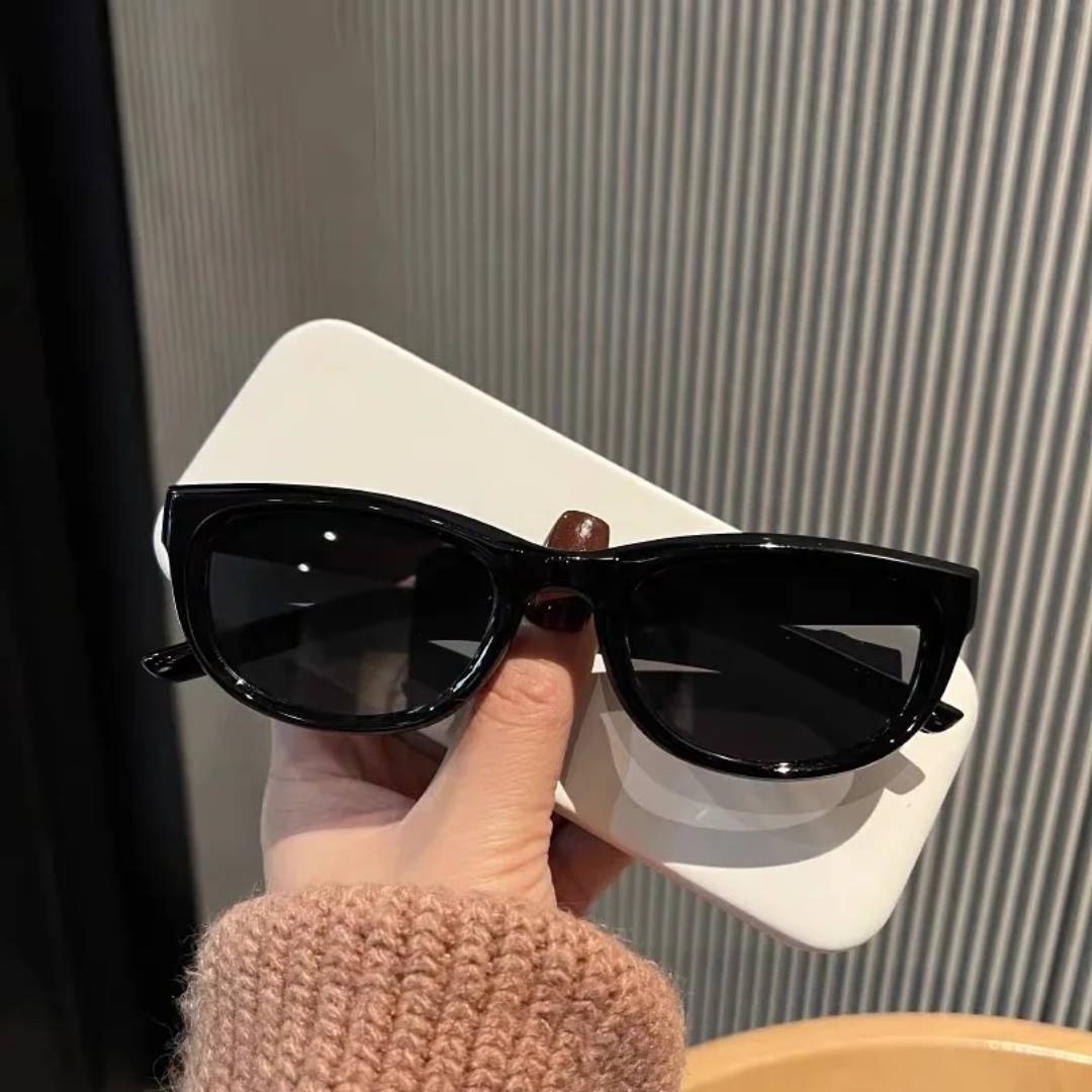 Black Narrow Rectangle Sunglasses for Women