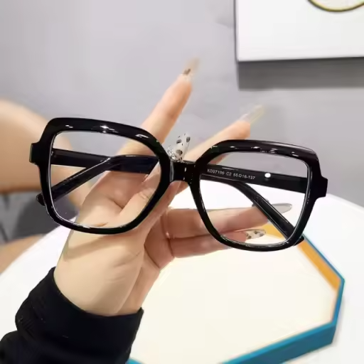 Black Oversized Square Cat Eye Glasses for Women