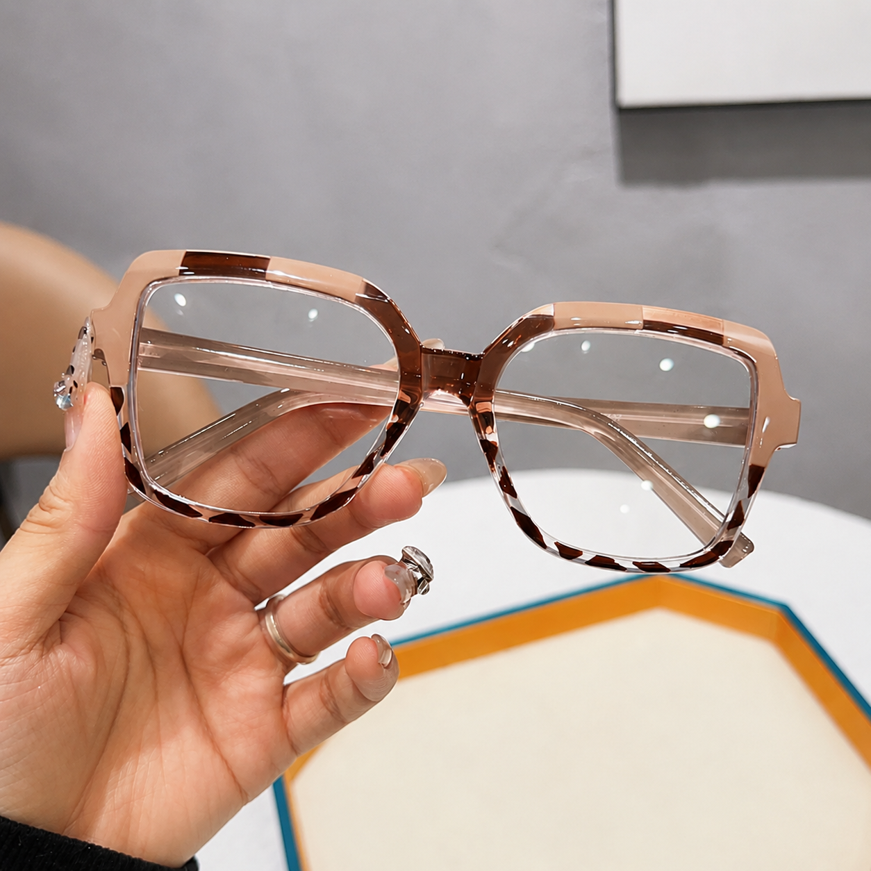 Brown Oversized Square Glasses for Women