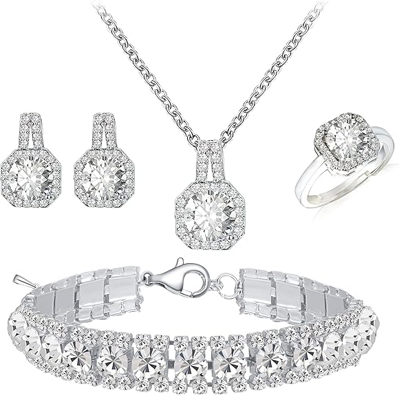 4PCS Silver Jewelry Set