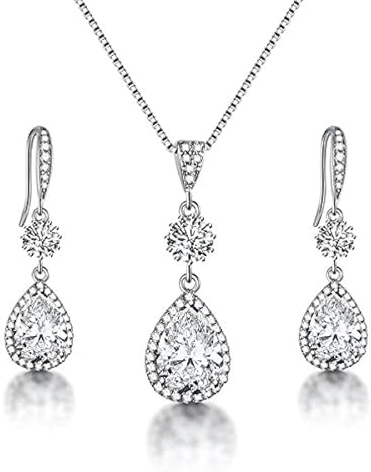 Luxury Teardrop Crystal Jewelry Set